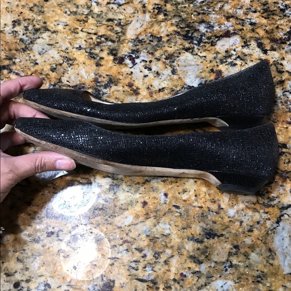 Jimmy Choo Finlay Square-Toe Glitter Flat sz40.5